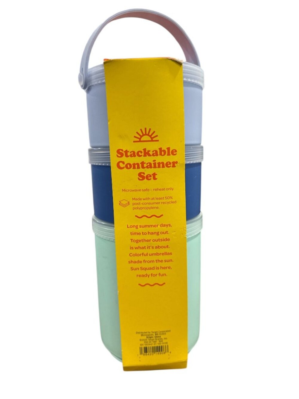 Sun Squad Stackable 3-Piece Reusable Container Set With Handle - Microwave Safe - Picture 5 of 5
